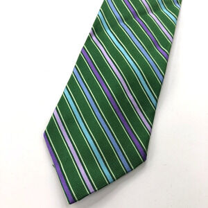 Brooks Brothers Makers 100% Silk Neck Tie Men’s Striped Green 60 Inch By 3.5"